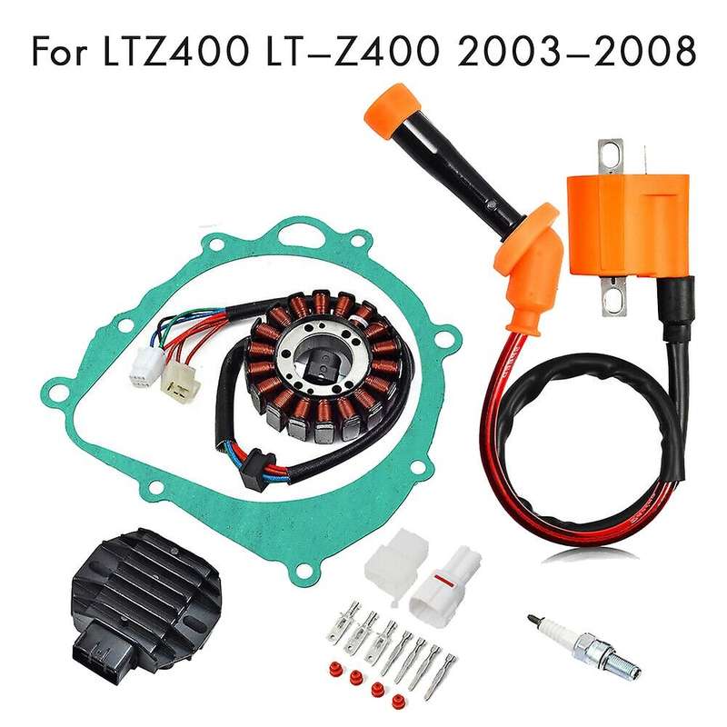 Ignition Coil Spark Plug Regulator Rectifier & Stator Gasket for LTZ400 -Z400 2003-2008