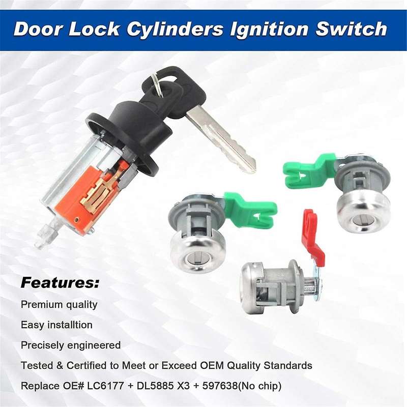 Ignition Switch Lock Cylinder Door Lock Cylinder for Explorer Sport Trac//F250/F350 LC6177 DL5885 32