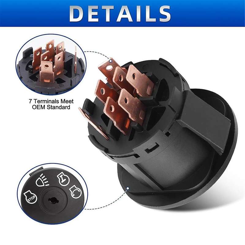 Ignition Switch with Key 7 Terminals Compatible for Deere John Riding Lawn Mower Replace 925-1741