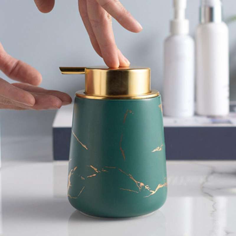 Imitation Gold Ceramic Lotion Bottle Portable Soap Dispenser Shampoo Bottle Shower Gel Jar Bathroom