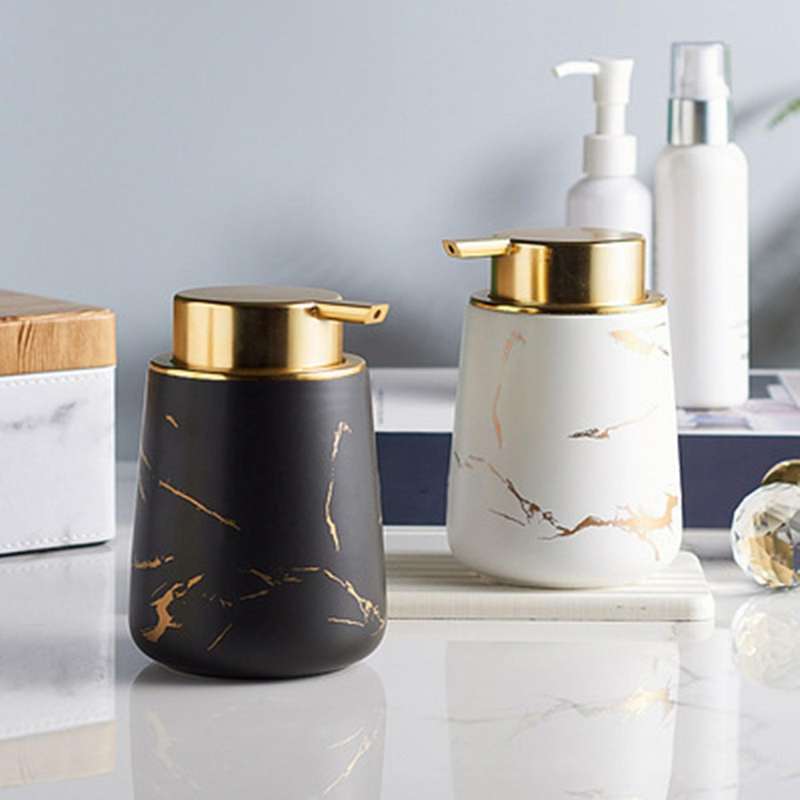 Imitation Gold Ceramic Lotion Bottle Portable Soap Dispenser Shampoo Bottle Shower Gel Jar Bathroom