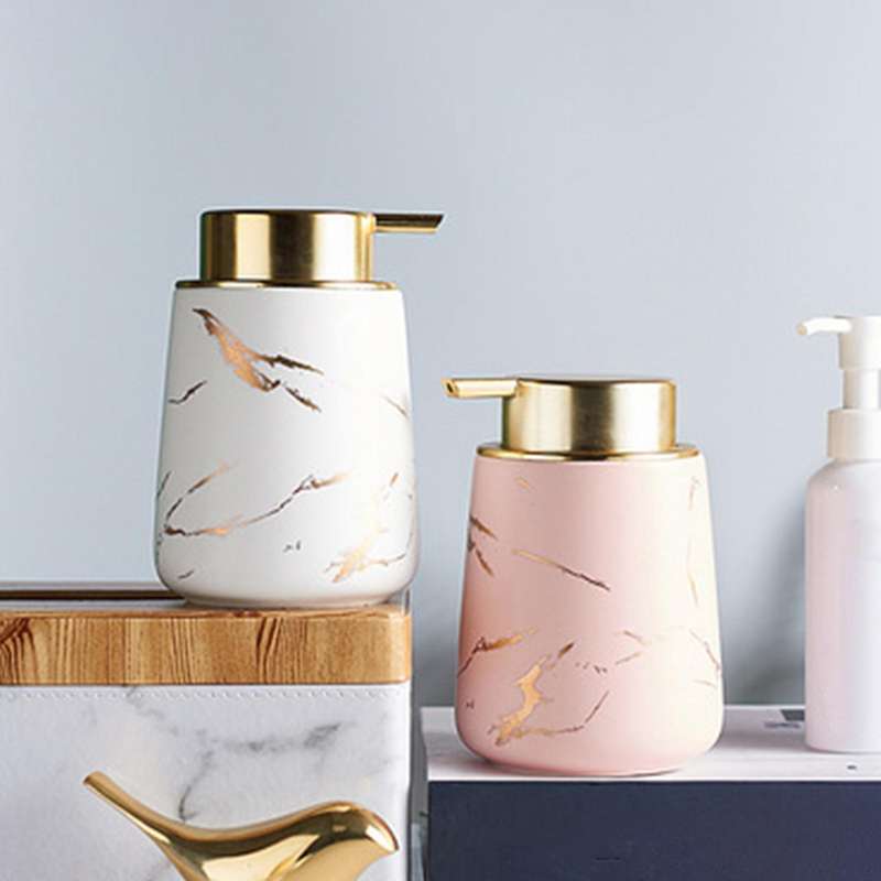Imitation Gold Ceramic Lotion Bottle Portable Soap Dispenser Shampoo Bottle Shower Gel Jar Bathroom