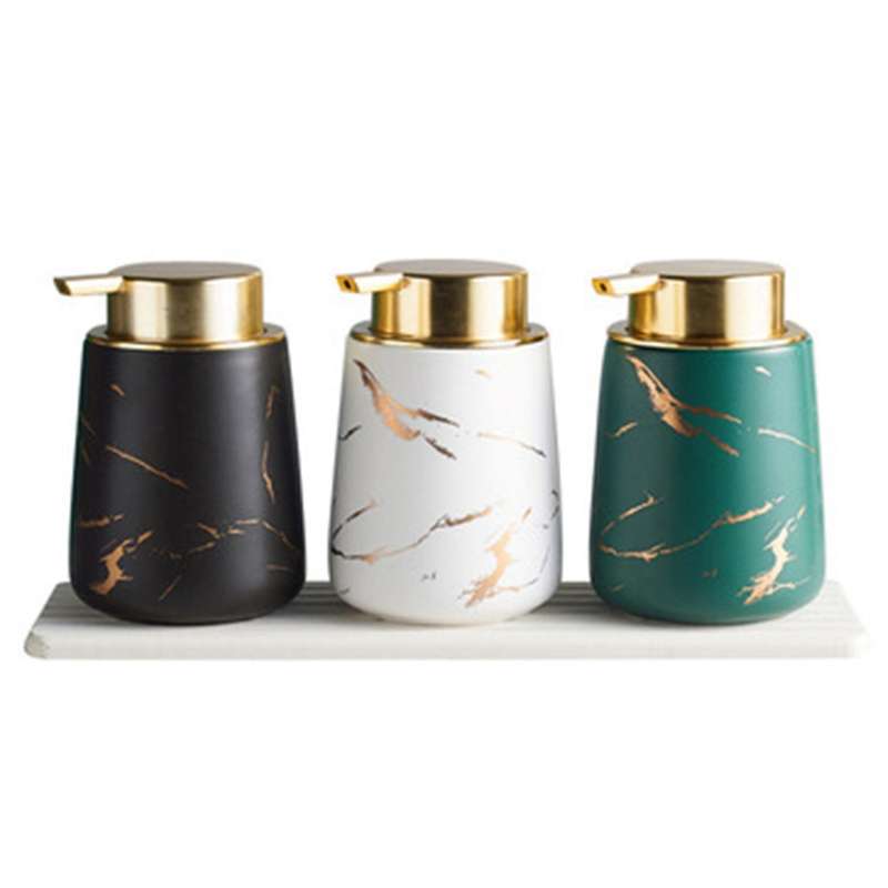 Imitation Gold Ceramic Lotion Bottle Portable Soap Dispenser Shampoo Bottle Shower Gel Jar Bathroom