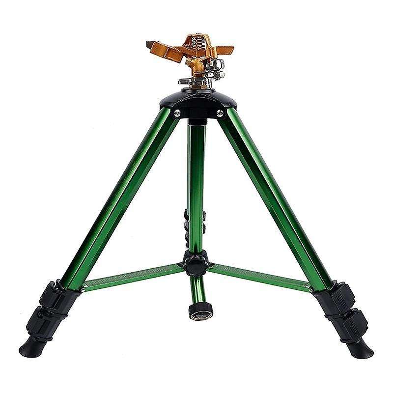 Impact Sprinkler Head on Tripod Base, 360Heavy Brass Sprinkler Nozzle, Metal Extension Legs Flip Loc