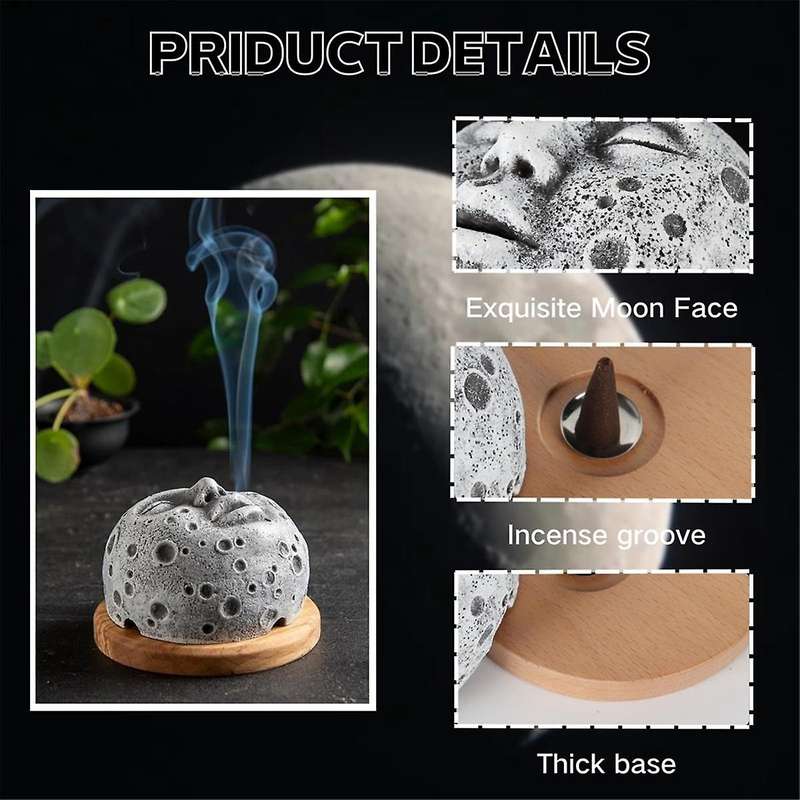 Incense Burner Moon Face, Incense Burner Decoration Moon Incense Holder for Home Decor Incense