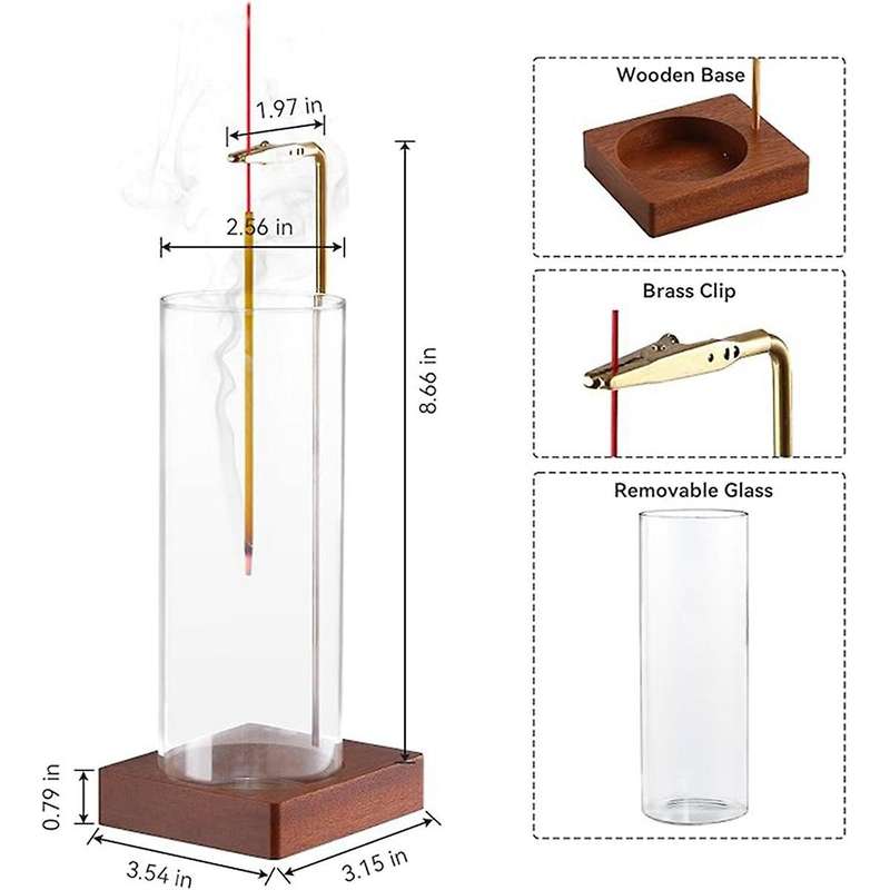 Incense Holder for Sticks, Insence-Stick Holder Ash Catcher with Removable Glass [Anti-Ash Flying],I