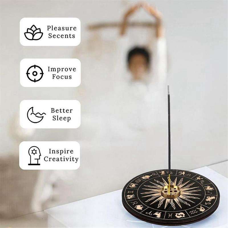 Incense Holder for Sticks Wood Incense Tray Holder with 9 Hole for Yoga Meditation and Home Decorati