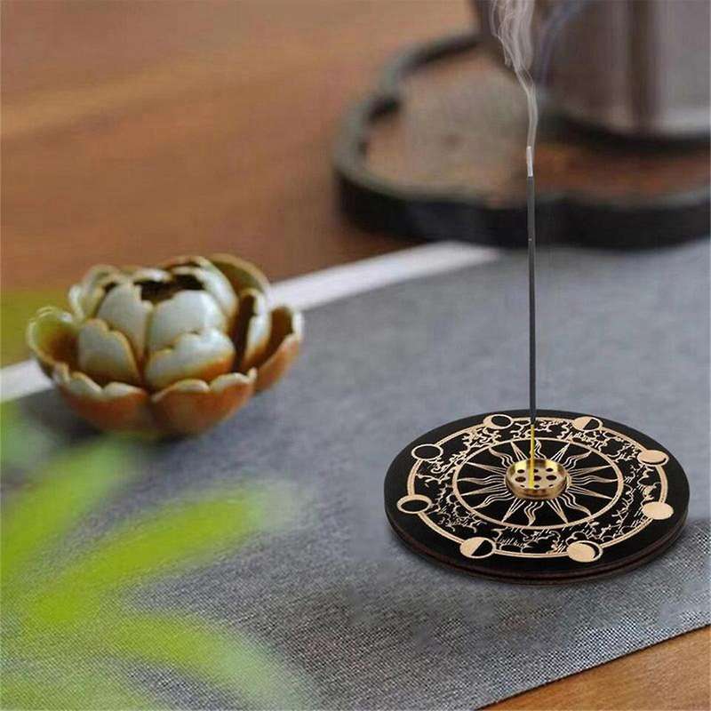 Incense Holder for Sticks Wood Incense Tray Holder with 9 Hole for Yoga Meditation and Home Decorati