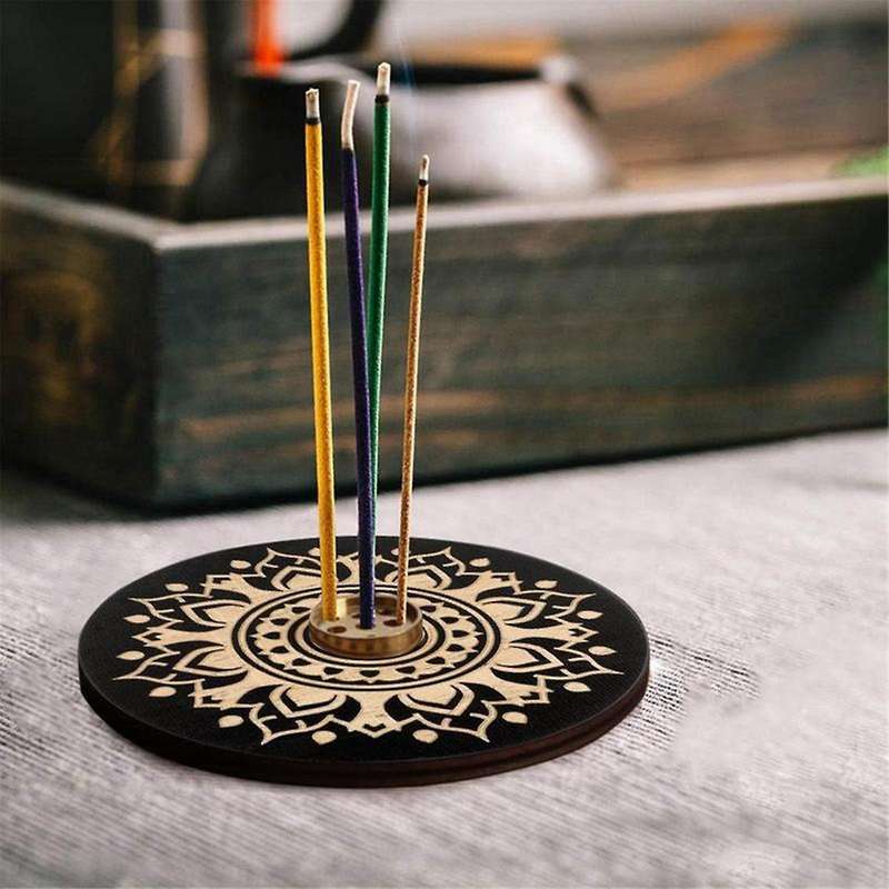 Incense Holder for Sticks Wood Incense Tray Holder with 9 Hole for Yoga Meditation and Home Decorati