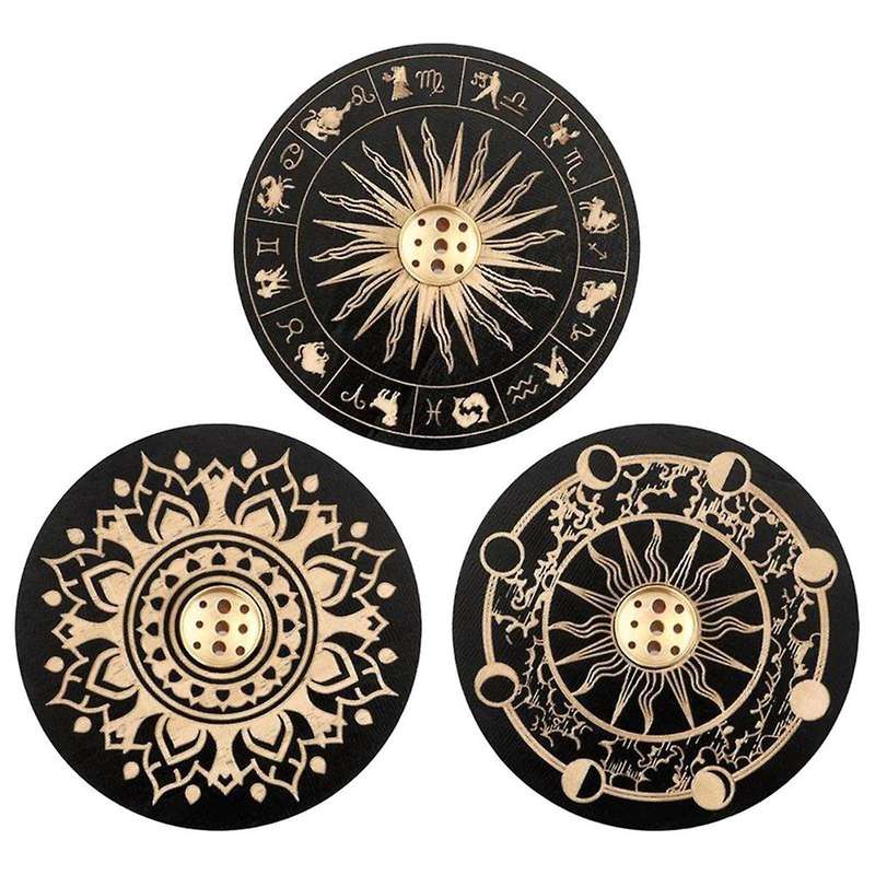 Incense Holder for Sticks Wood Incense Tray Holder with 9 Hole for Yoga Meditation and Home Decorati