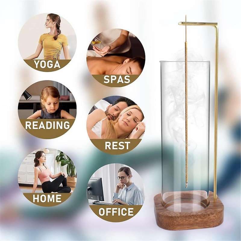 Incense Holder with Removable Glass Ash Catcher Mess Free Incense Burner Holder, Incense Stick Holde