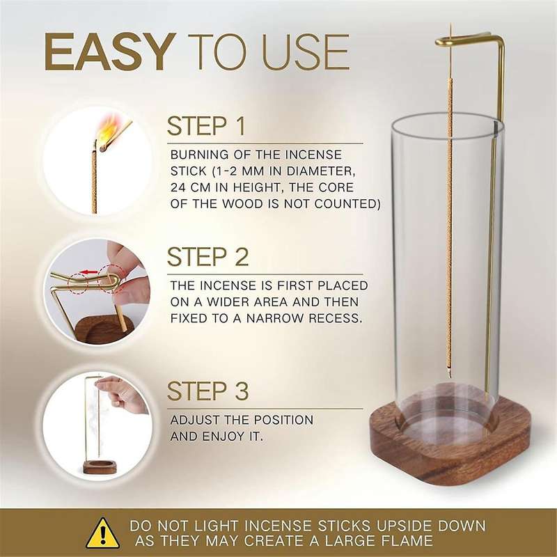 Incense Holder with Removable Glass Ash Catcher Mess Free Incense Burner Holder, Incense Stick Holde