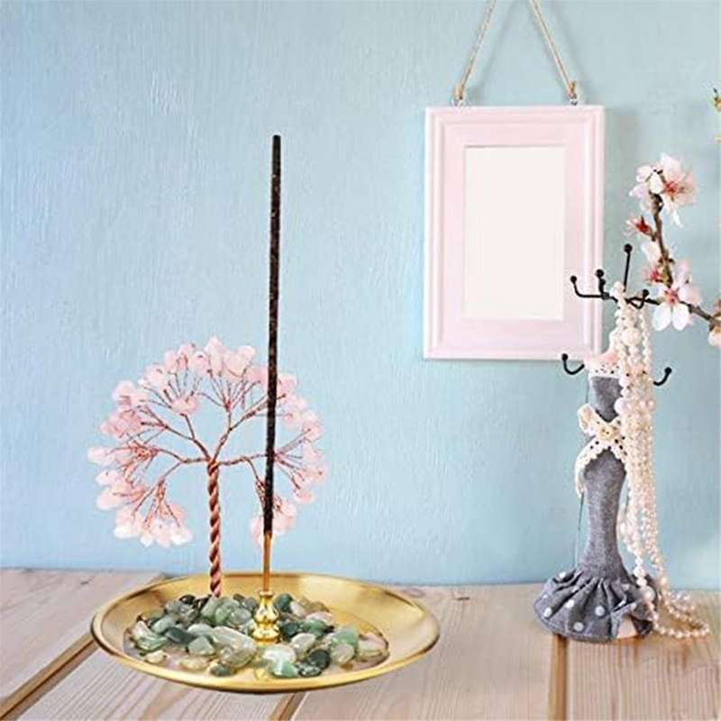Incense Holder for Sticks, Healing Crystal Stone Money Tree Incense Burner, Ash Catcher for Yoga and