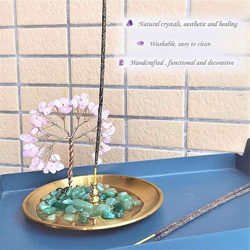 Incense Holder for Sticks, Healing Crystal Stone Money Tree Incense Burner, Ash Catcher for Yoga and