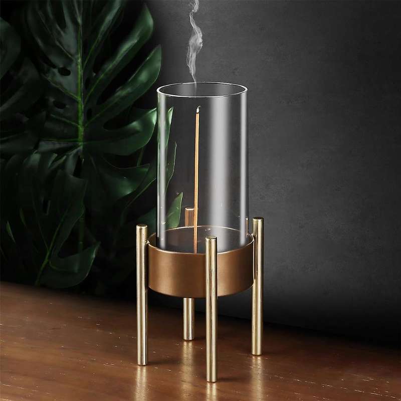 Incense Holder for Sticks,Incense Burner with Removable Glass Ash Catcher, Incense-Stick Holder with