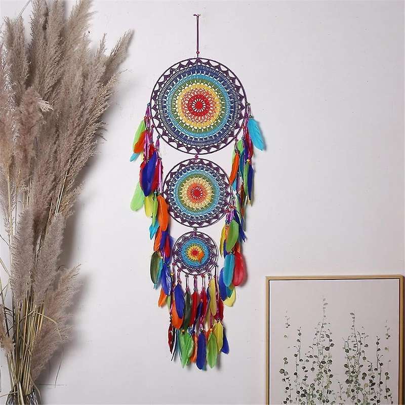 Indian Style Three-ring Dream Catcher Home Decoration Pendant Dream Trap Festive Decoration Pendant