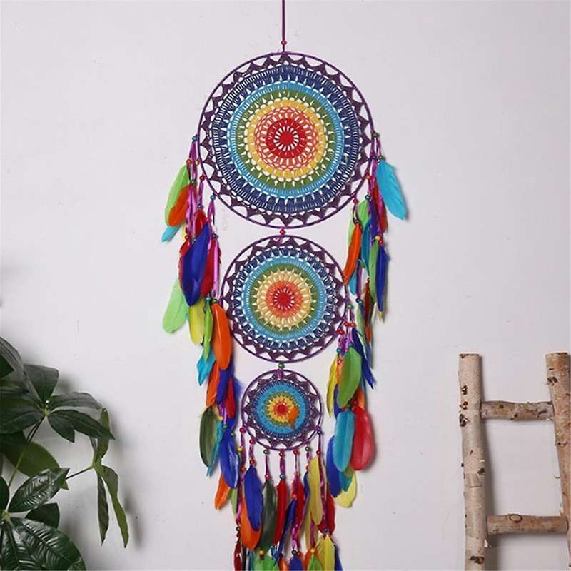 Indian Style Three-ring Dream Catcher Home Decoration Pendant Dream Trap Festive Decoration Pendant
