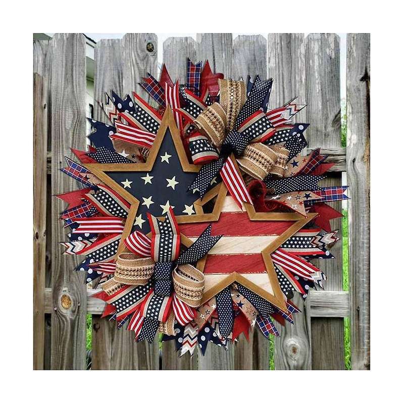 Independence Day Wreath Hanging Ornaments In Front Of Flag Holiday Props Dress Up Daily Necessities