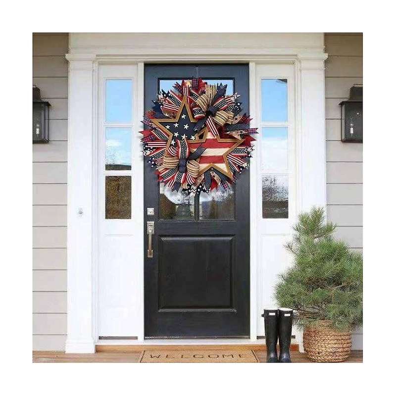 Independence Day Wreath Hanging Ornaments In Front Of Flag Holiday Props Dress Up Daily Necessities