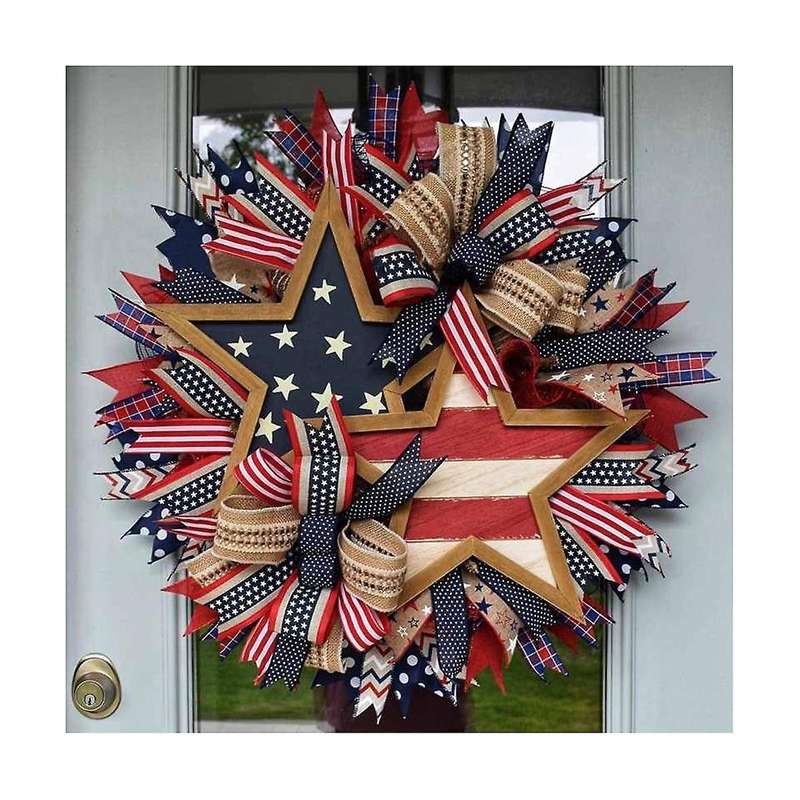 Independence Day Wreath Hanging Ornaments In Front Of Flag Holiday Props Dress Up Daily Necessities