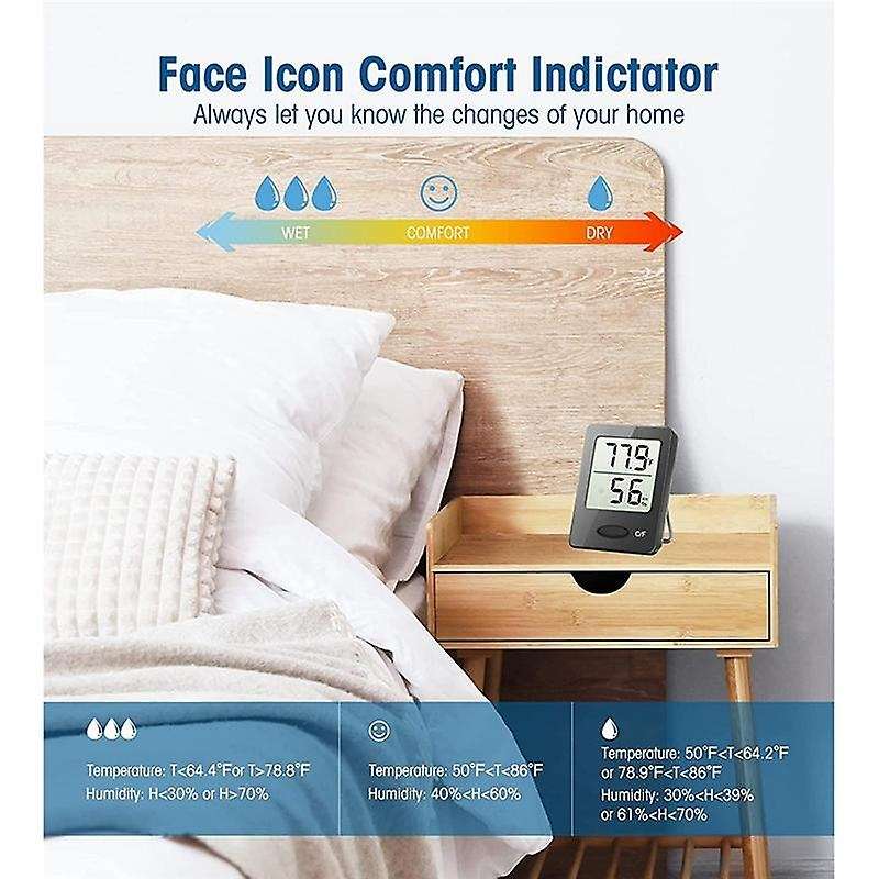 Indoor Hygrometer Thermometer,Room Thermometer with Large LCD Display, Humidity Monitor for Home Off