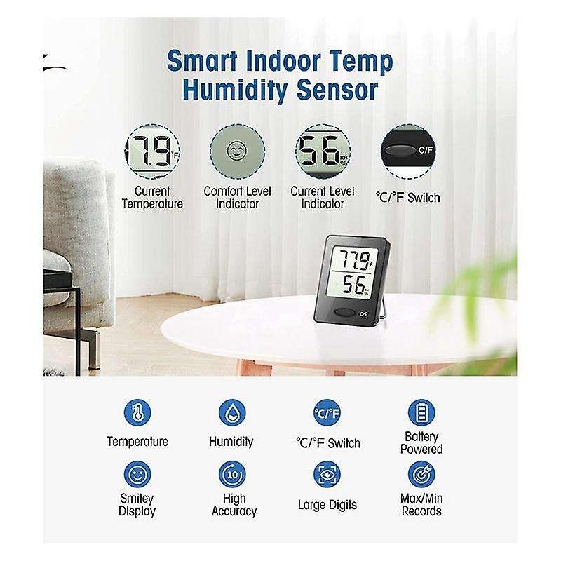 Indoor Hygrometer Thermometer,Room Thermometer with Large LCD Display, Humidity Monitor for Home Off