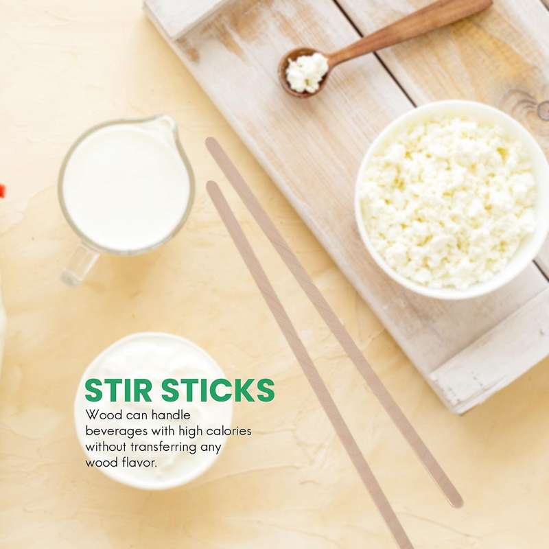 Individually Wrapped Wood Coffee Stir Sticks 7.5inch- 500 Pack Round End, Friendly Stirrers for Dri