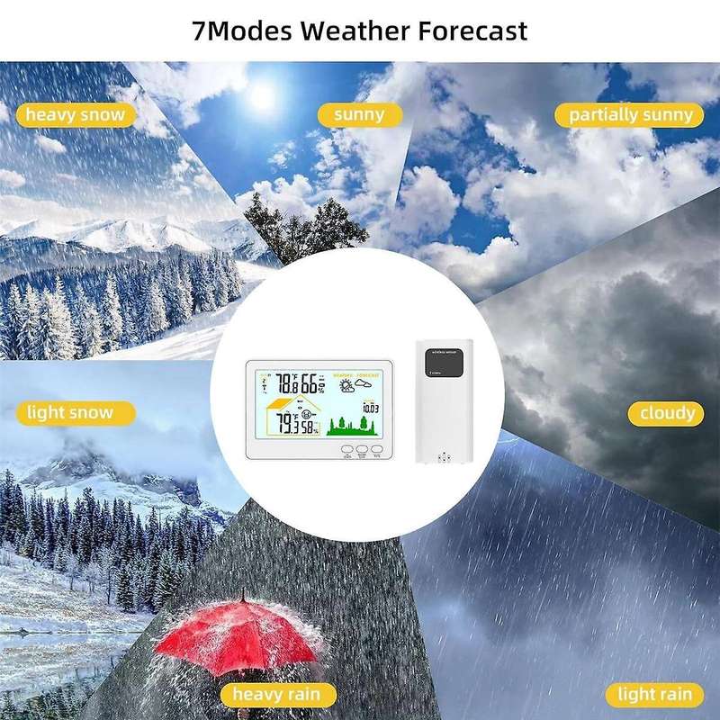 Indoor Outdoor Thermometer and Hygrometer Wireless Weather Stations with 328ft/100m Range, Temperatu