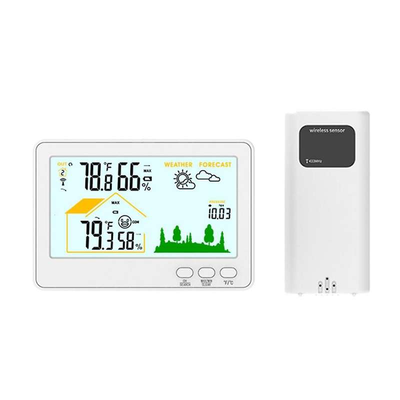 Indoor Outdoor Thermometer and Hygrometer Wireless Weather Stations with 328ft/100m Range, Temperatu