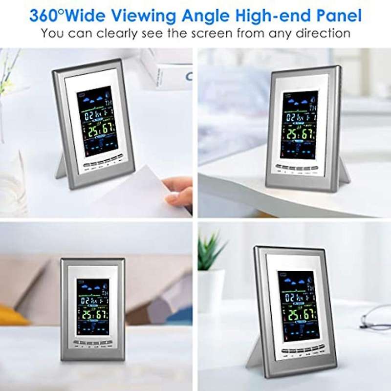 Indoor Outdoor Thermometer, Color Display Screen Weather Clock with Alarm Clock, Humidity and Weathe