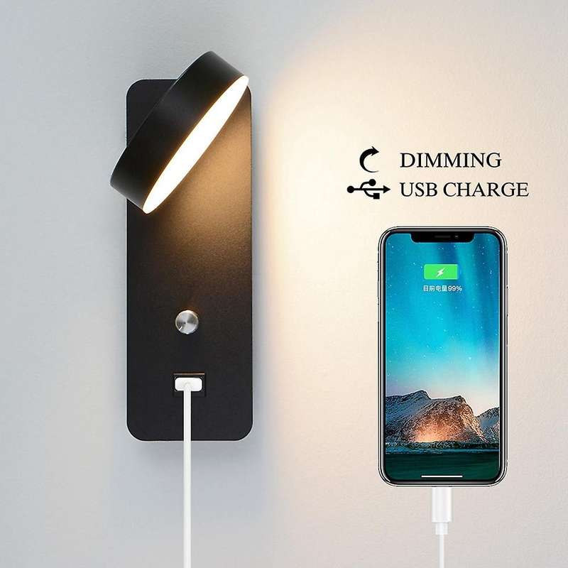 Indoor Led Wall Lamps 9W Dimming Wall Lamp with USB Charge Bedroom Living Room Nordic Modern Bedside