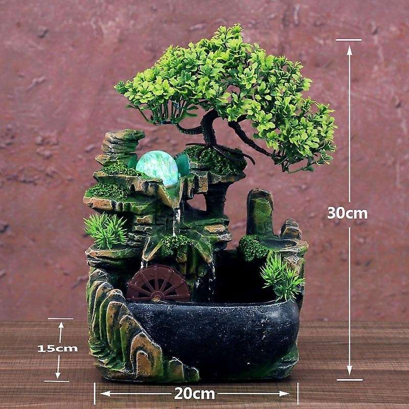 Indoor Resin Rockery Waterfall Feng Shui Flowing Water Fountain Desktop Ornament Office Decor withou
