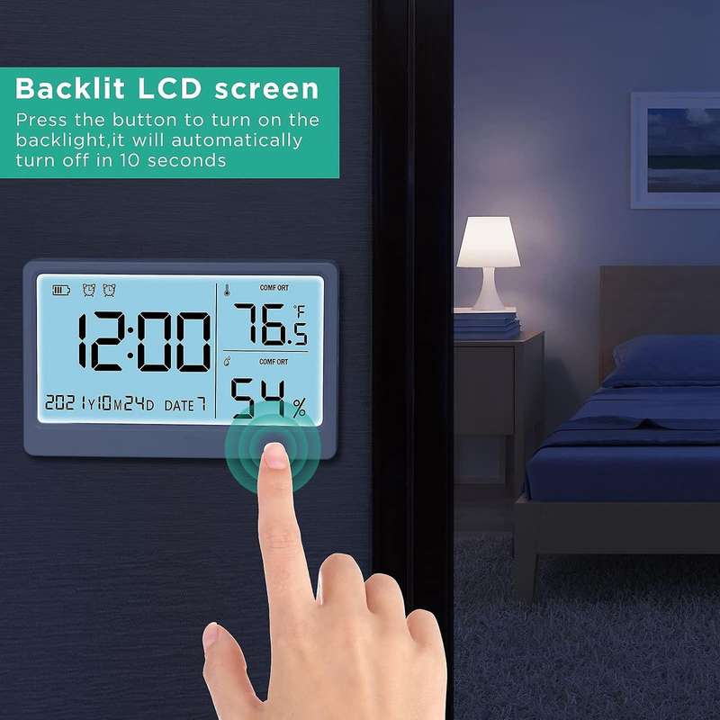 Indoor&Outdoor Digital Thermometer&Hygrometer with Backlight Temperature for Greenhouse Wine Cellars