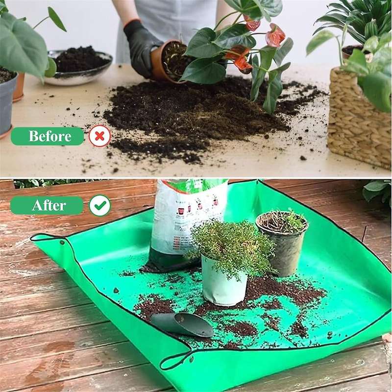 Indoor Plant Transplant Potting Soil Mess Control Waterproof Portable Succulent Repotting Tray Garde