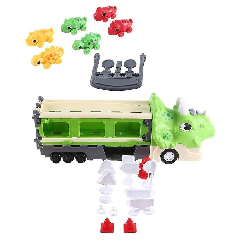 Inertial Dinosaur Ejection Deformation Car Children's Toy Car Music Light Folding Deformation Press