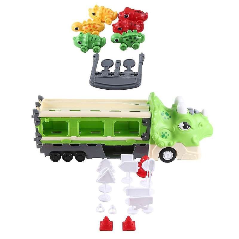 Inertial Dinosaur Ejection Deformation Car Children's Toy Car Music Light Folding Deformation Press