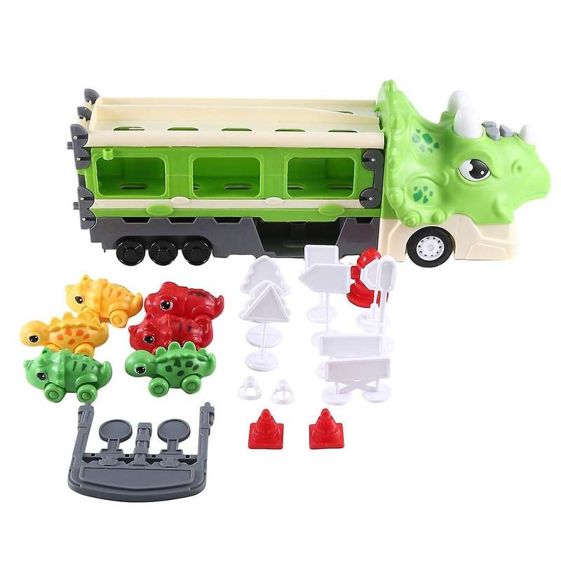 Inertial Dinosaur Ejection Deformation Car Children's Toy Car Music Light Folding Deformation Press