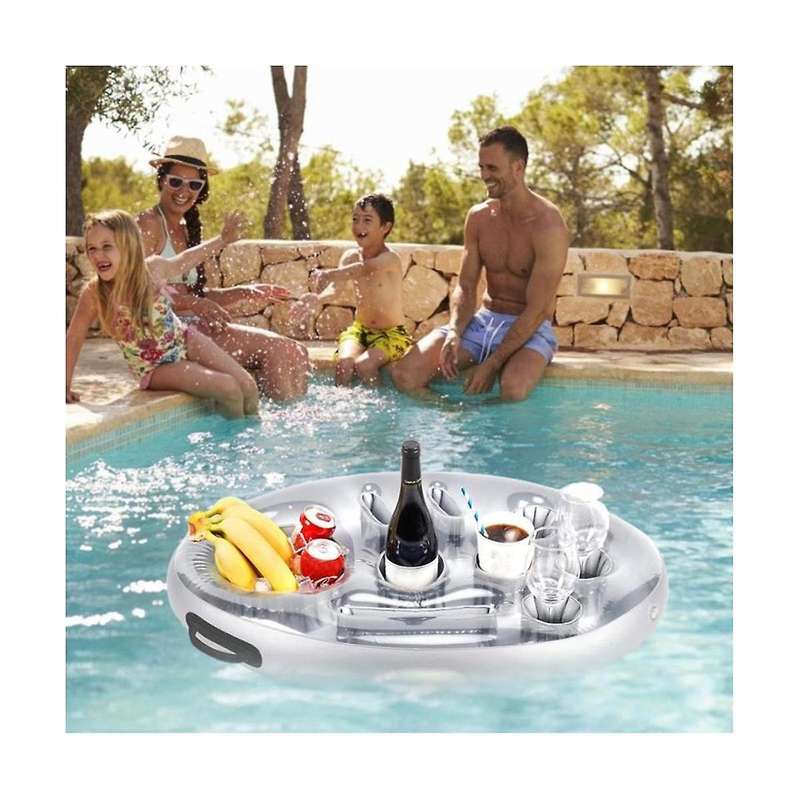 Inflatable Floating Row Swimming Pool Float Food Beer Tray Pool Air Mattress Water Food Drink Holde