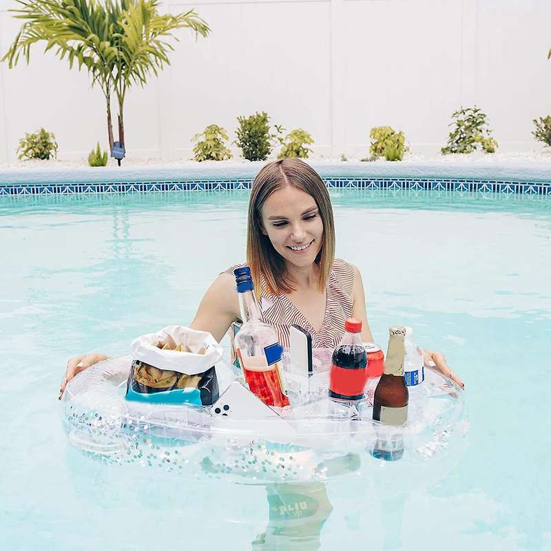 Inflatable Floating Drink Holder Premium Floating Drink Holder for Pool, Cooler Table Bar Tray
