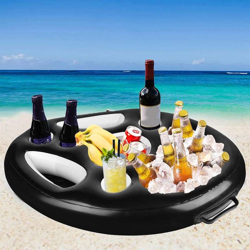 Inflatable Floating Drink Holder Float Beer Drinking Cooler Bar Tray Large Capacity Drink Float For