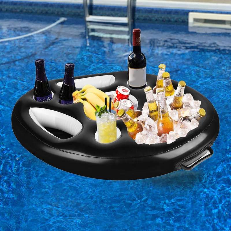 Inflatable Floating Drink Holder Float Beer Drinking Cooler Bar Tray Large Capacity Drink Float For