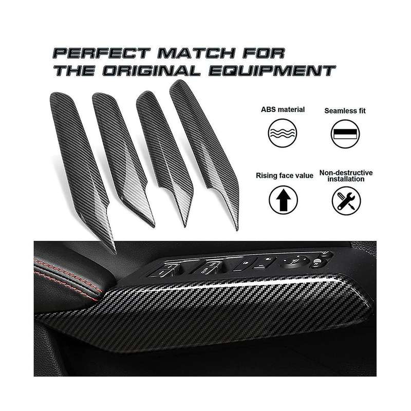 Inner Door Handle Window Switch Side Panel Cover for 11th Gen 2022 2023 Accessories - Abs Carbon Fi