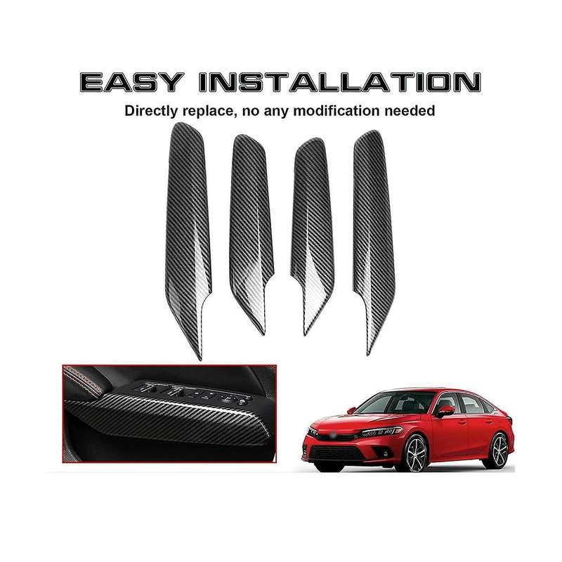 Inner Door Handle Window Switch Side Panel Cover for 11th Gen 2022 2023 Accessories - Abs Carbon Fi