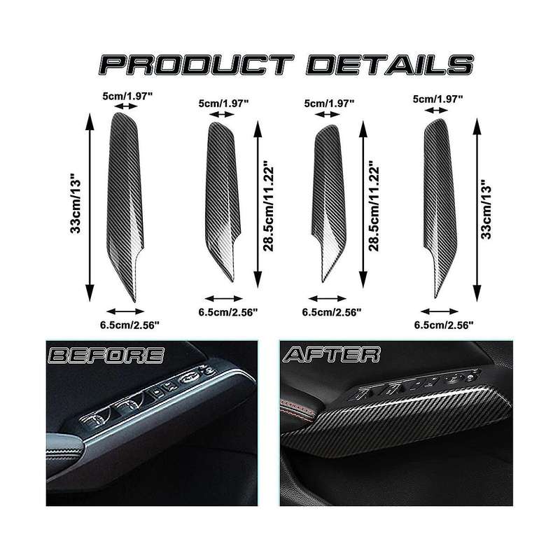 Inner Door Handle Window Switch Side Panel Cover for 11th Gen 2022 2023 Accessories - Abs Carbon Fi