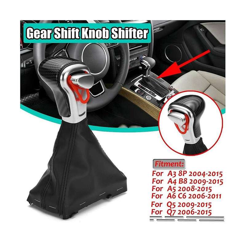 Inner Shifter Shift Knob Shifter Head with Tie Downs Protective Cover Car for A3 A4 A6 Q5 2009-2012