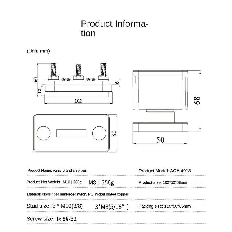 Install the Power Distribution Terminal Block 48V 300A Perfect for Cars Trucks RVs Marine Boats Sola