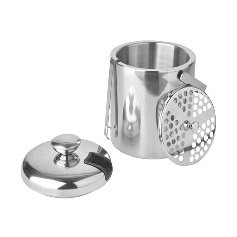 Insulated Ice Bucket with Lid Double Walled Ice Bucket with Ice Tongs Compartment Ice-cube Containe