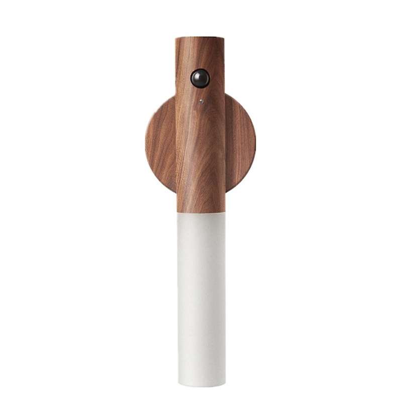 Intelligent Auto PIR Motion Sensor LED Rechargeable Magnetic Night Light Wood Wall Light Kitchen Cab
