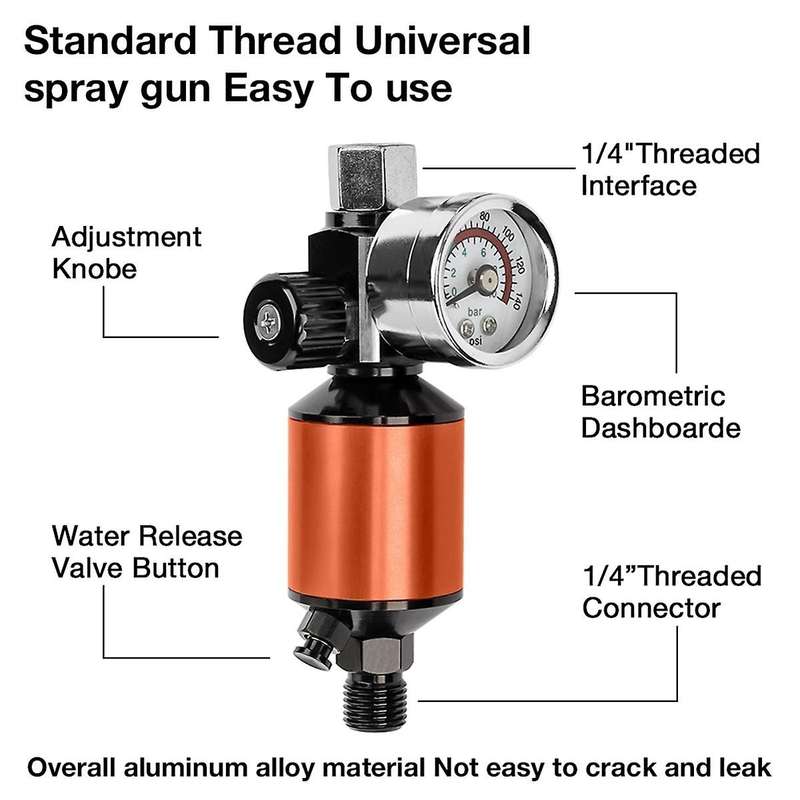 Integral Air Regulator with Air Filter In-Line Heavy Duty Air Pressure Regulator Kit for Spray and P