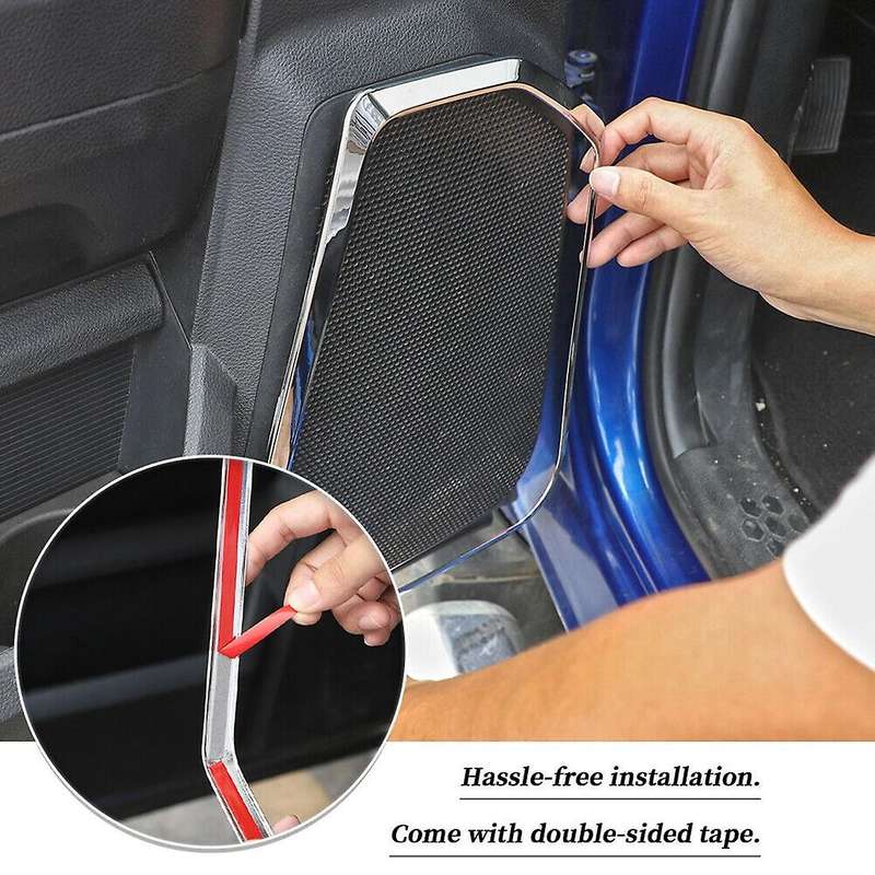 Interior Door Speaker Trim Cover Frame ABS Accessories for Ram 1500 2010-2017 (Silver)